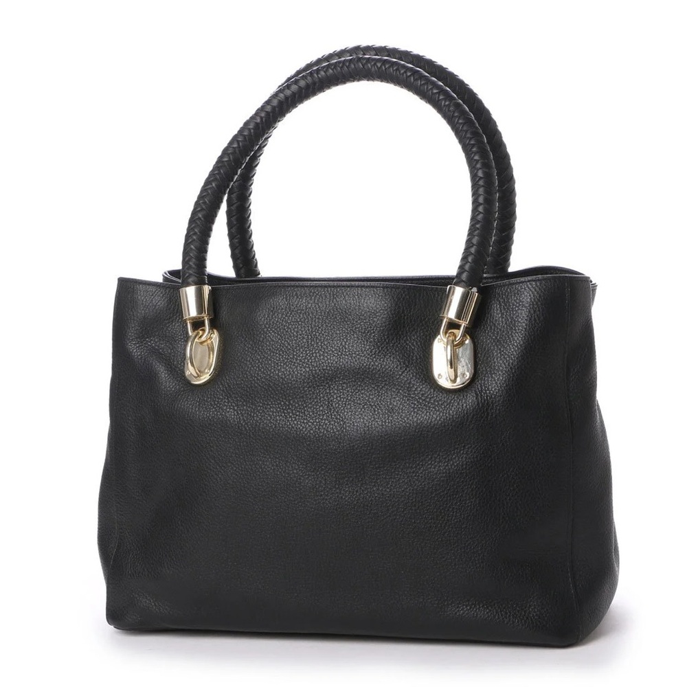 Cole Haan Black Leather Tote with Gold Hardware